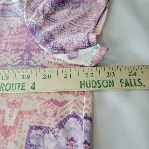 Chicos Womens Top Blouse Medallion Large Blue White Pink Pastel Artsy Art Spring - Picture 7 of 11